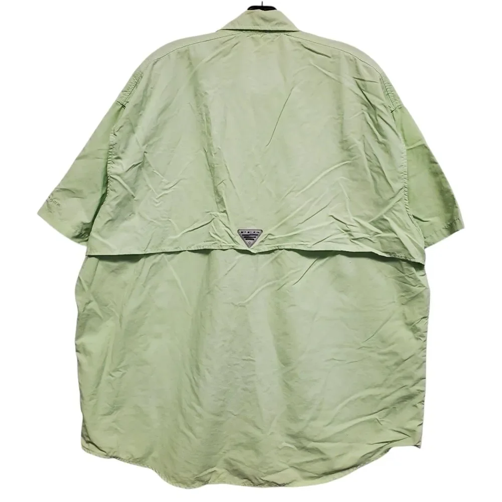 COLUMBIA PFG Shirt Mens XL Neon Grenn Utility Pockets Fishing Hunting Outdoor